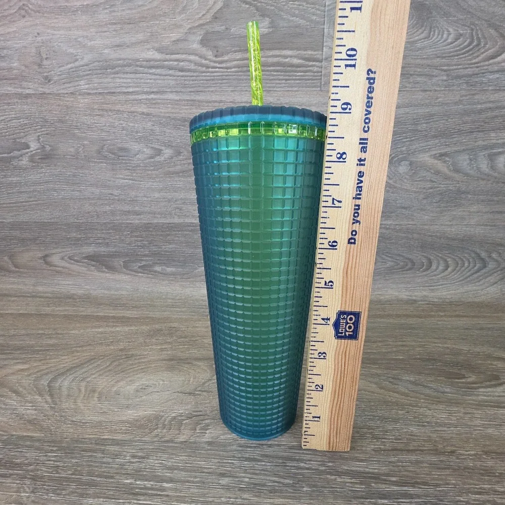 Starbucks Mountain Dew Green Venti Jelly Grid Tumbler W/Straw 24 oz 2022
